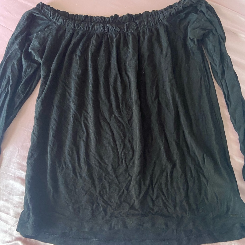 Long Sleeve Black Hollister Off the Shoulder Top